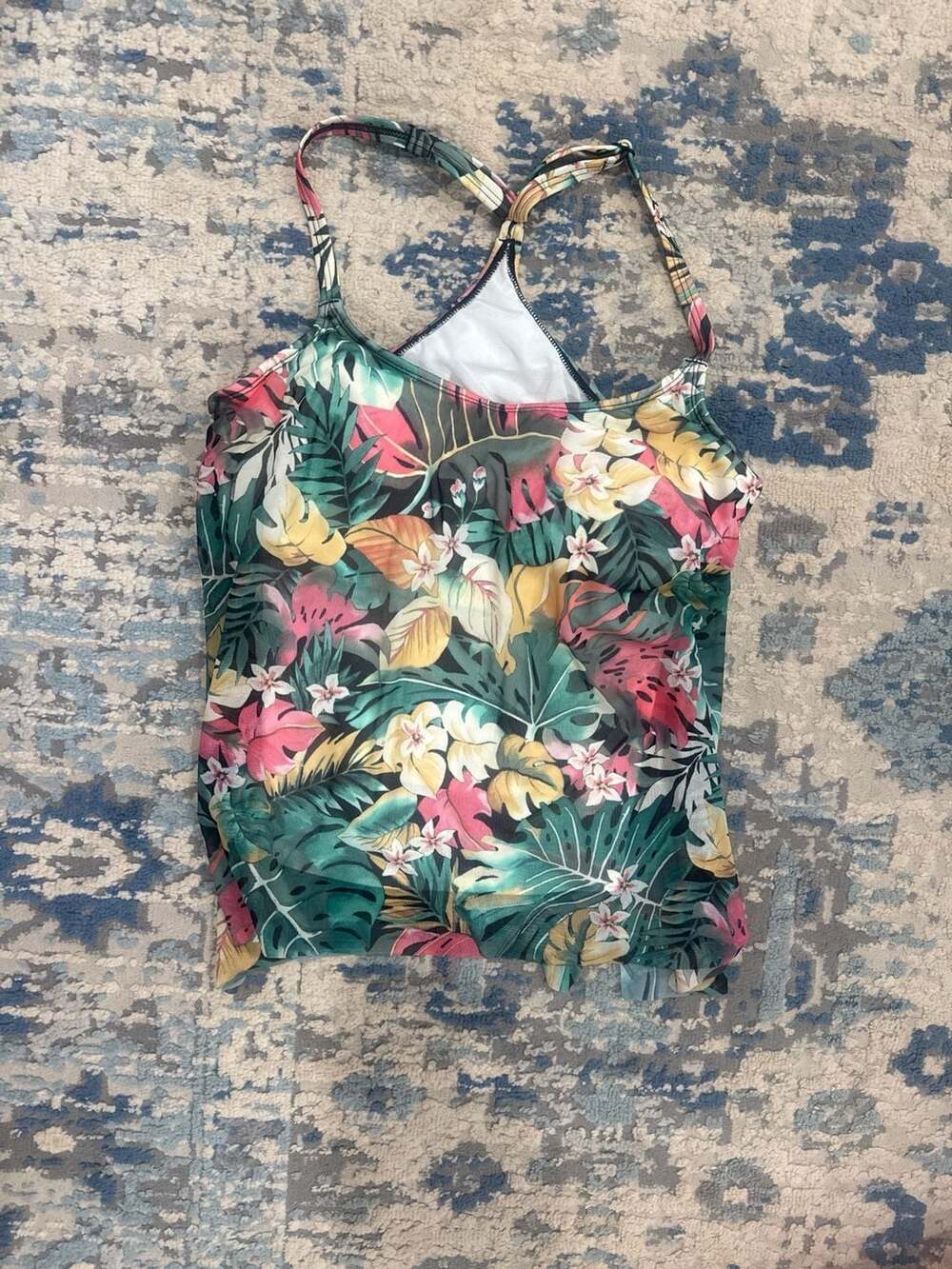Coco Reef Bra Sized Tropical Floral Mesh Tankini Top 34DD